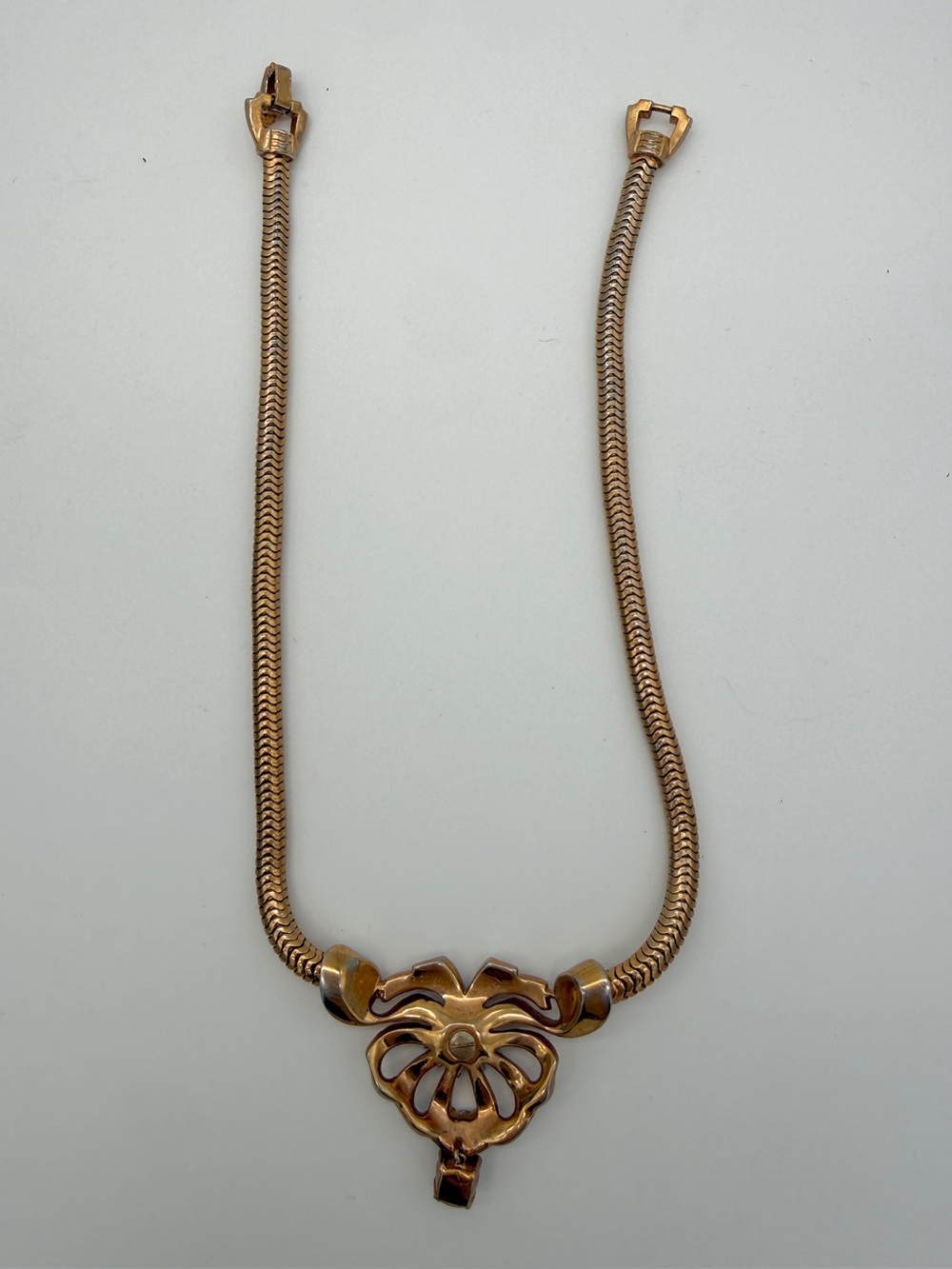 Vintage Mazer 1940s Gold Tone Rhinestone Choker Necklace - Signed - Picture 11 of 12